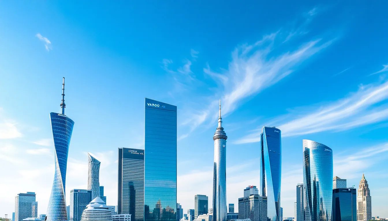 An overview of Warsaw's skyline featuring prominent real estate buildings.